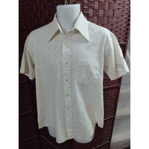 Men's Vintage 80s Hudson Bay Button Up Shirt Short Sleeve Shapes Large